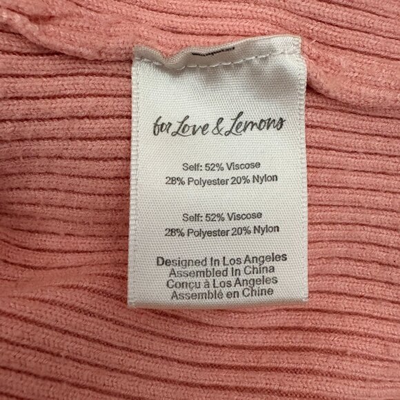 For Love & Lemons Nina Cardigan Size XS Peach Pink Lace Trim Ribbed Button Front - Picture 9 of 10
